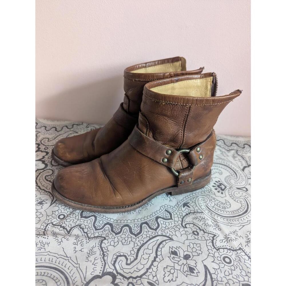 Frye Phillip Harness Vintage Western Genuine Leather Boots - Size US 6.5 (36)